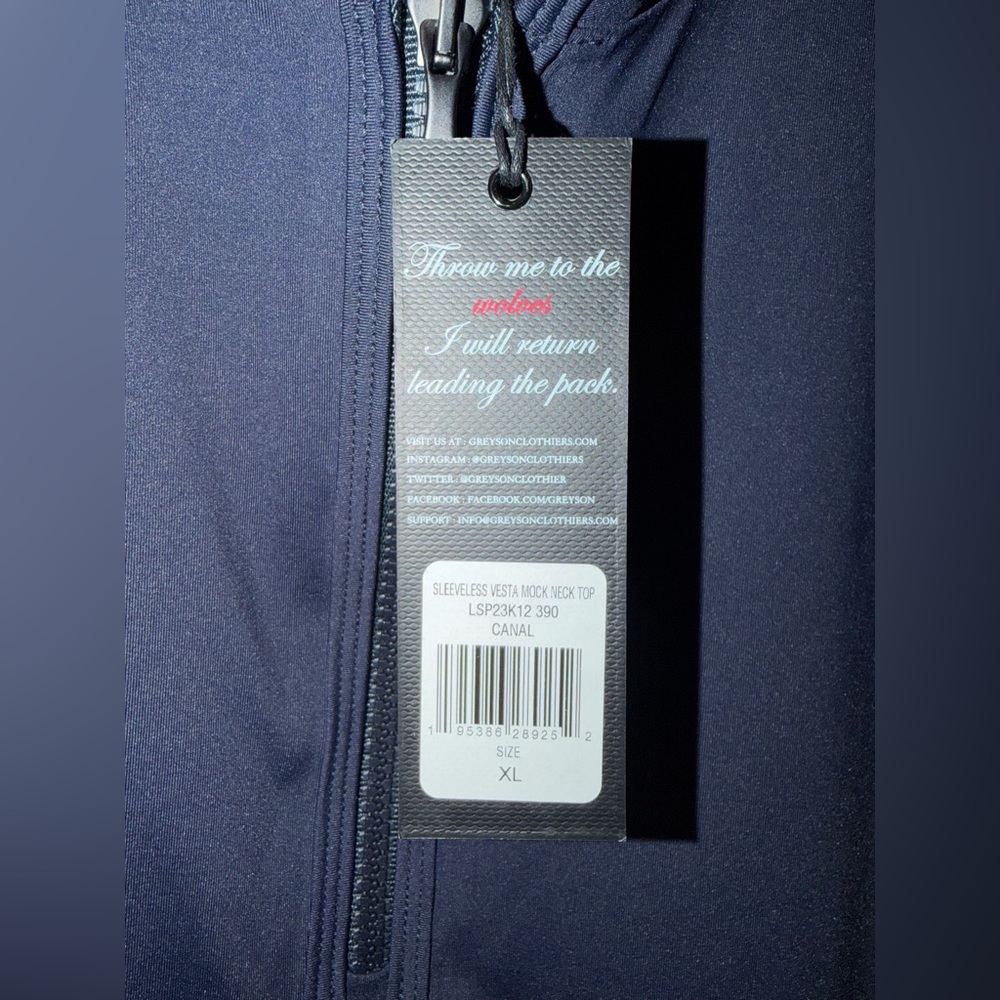 NWT - Greyson Women’s Sleeveless Vesta Mock Neck Top - CANAL- Navy White - XL - Picture 12 of 12
